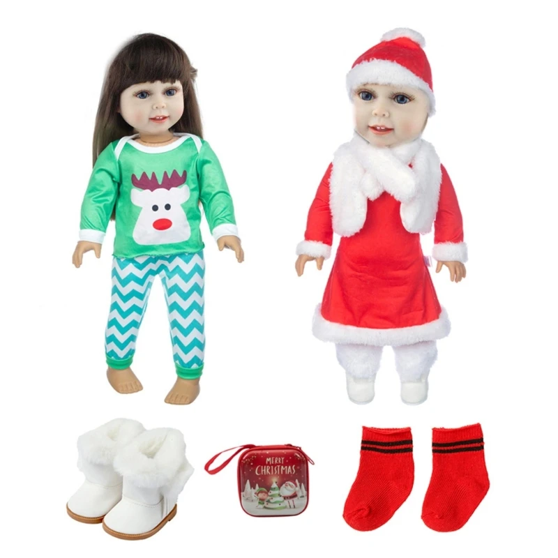 

18inch Christmas Dolls Clothing Shoes Hat Kids Role Play Toy Dolls Costume