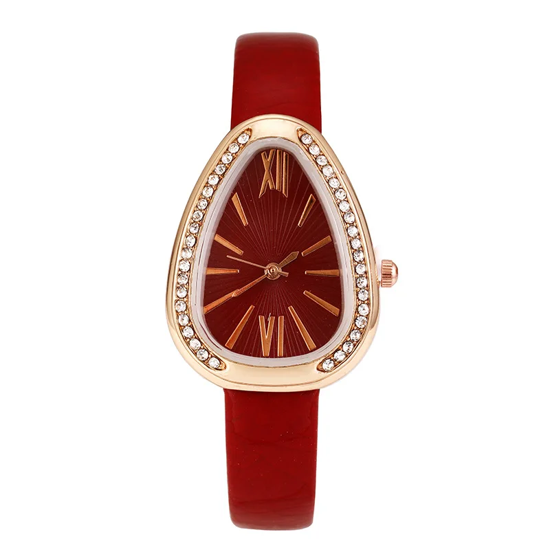 Europe and America hot serpentine diamond-encrusted Roman watch case female female quartz watch casual trend leather watch to se