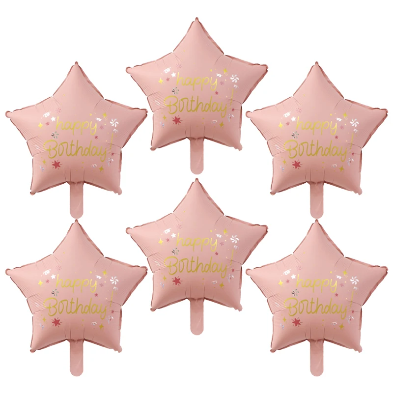 6 цветных шаров с пятиконечной фольгой Поздравления днем рождения воздушные шары