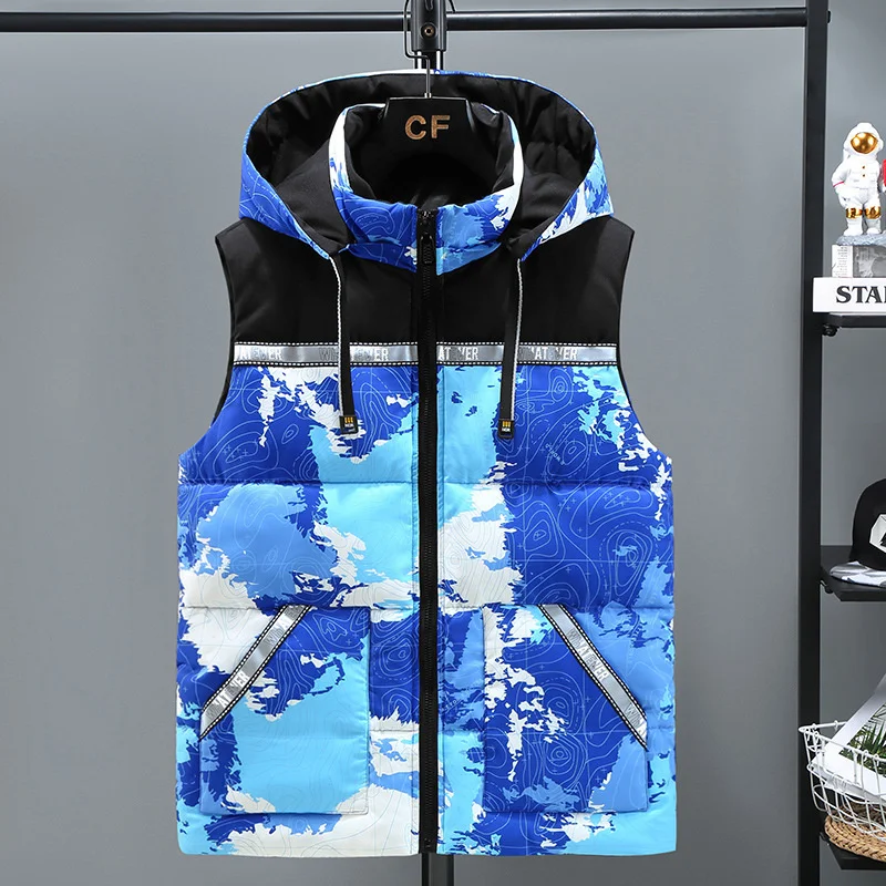 

Mens Vest Jacket New Winter Warm Sleeveless Jackets Casual Reflective Stripe Camouflage Waistcoat Plus Size 6XL 7XL 8XL Veste