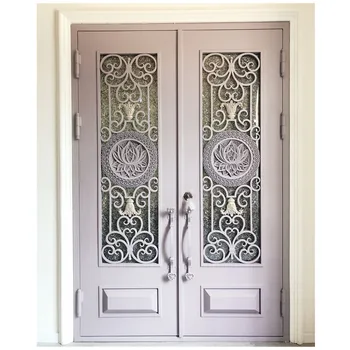Luxury Design Black Wrought Iron Exterior Entrance Main Door wrought iron gate Home Interior Doors Front Doors for House Entry