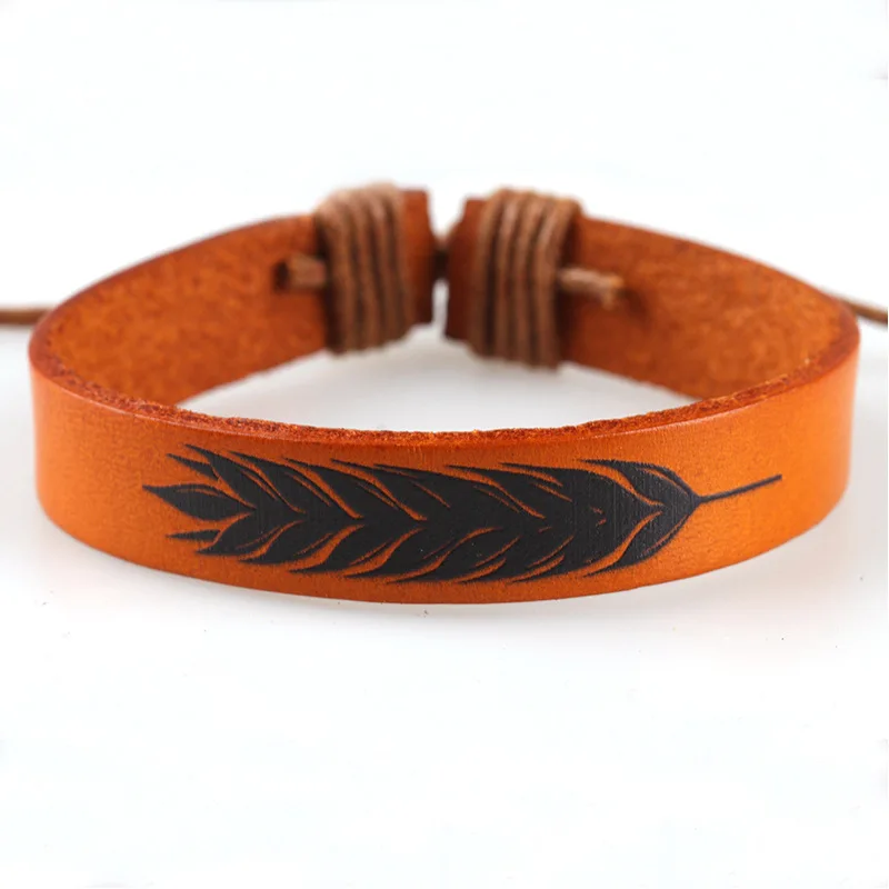 Европейский и американский индивидуальный кожаный браслет с ушками пшеницы