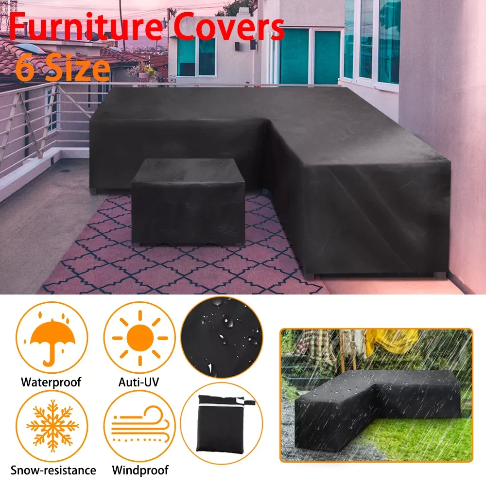 

Waterproof Furniture Covers Rainproof Anti-UV Outdoor L Shape Corner Sofa Cover Rattan Patio Garden All-Purpose Protective Cover