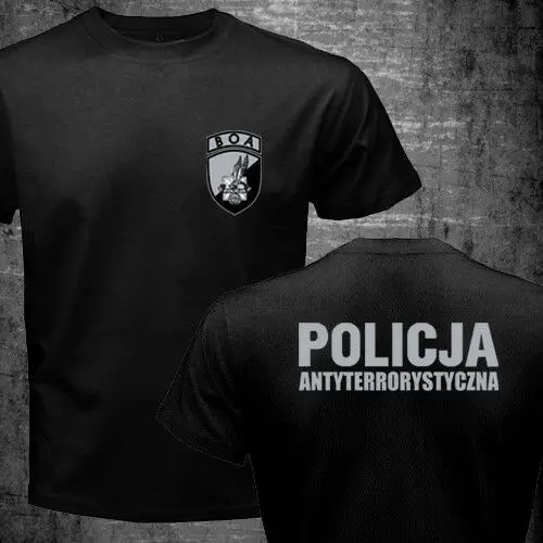

Amazing Tees Men T Shirt Double-sided Unique Oversized New Poland Polish Police Policja BOA Anti Terrorist Pirotechnik T-shirt