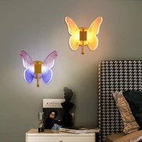 creative luxury nordic butterfly colorful wall lights fixture for bedside aisle background wall light home decor lighting lamps