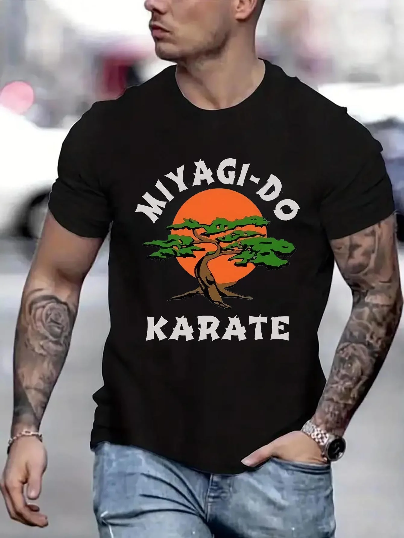 Фото Футболка для пар Tree Miyagi-do Karate, мужской летний топ, мужская одежда, брендовая футболка с аниме, футболка B5022769 №1