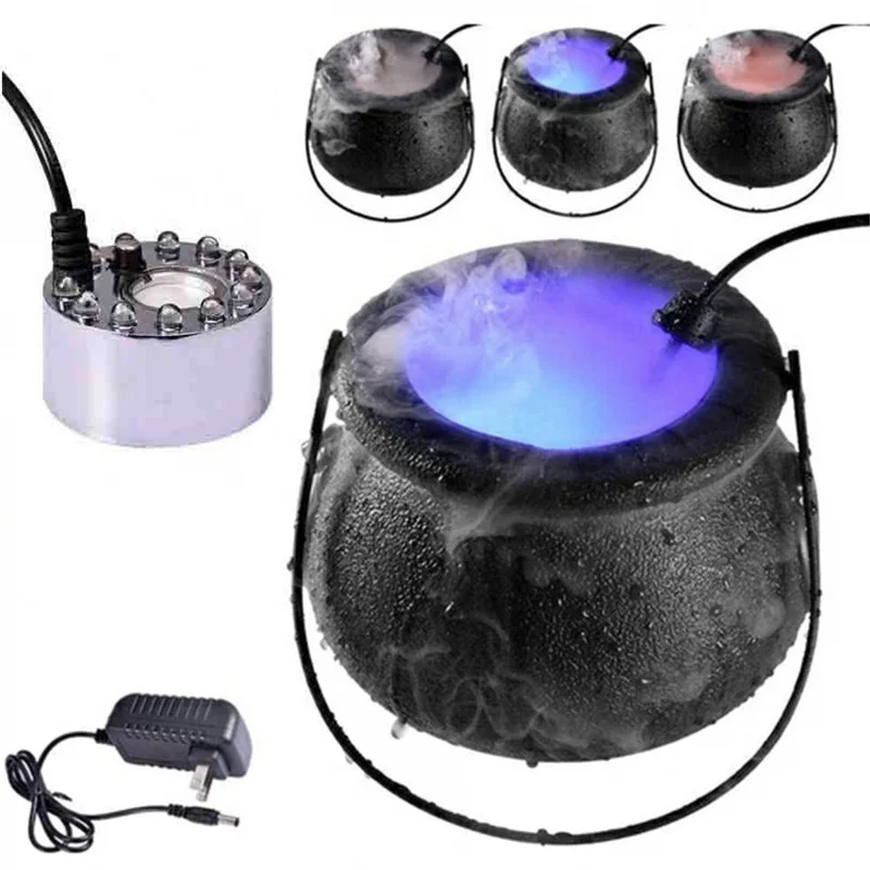 

Festivals Mist Witch Pot,Witch Cauldron Fog Maker Water Fountain Fog Machine Colorful Changing Light Atmosphere Party Decoration
