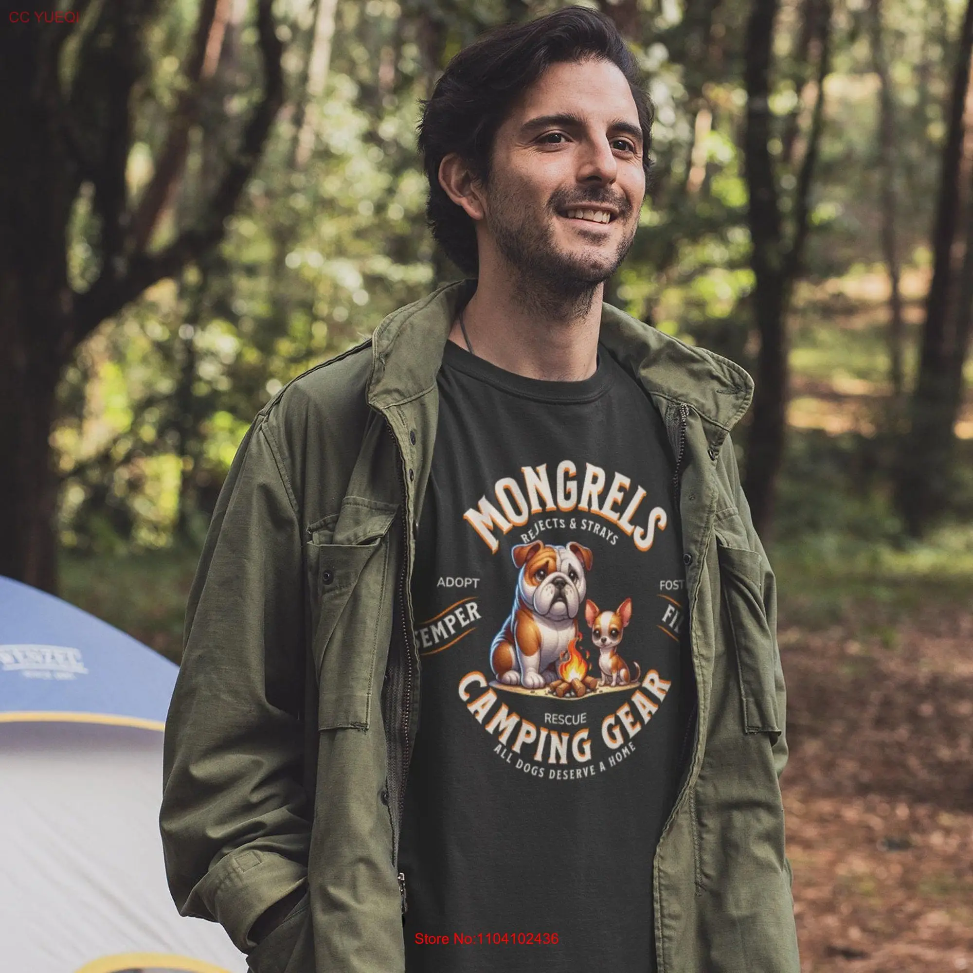 Футболка для кемпинга с длинным или коротким рукавом собаки мамы папы