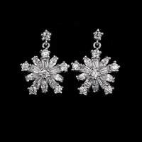 cute silver color snowflake big zircon stone stud earrings for women fashion party jewelry korean earrings 2022