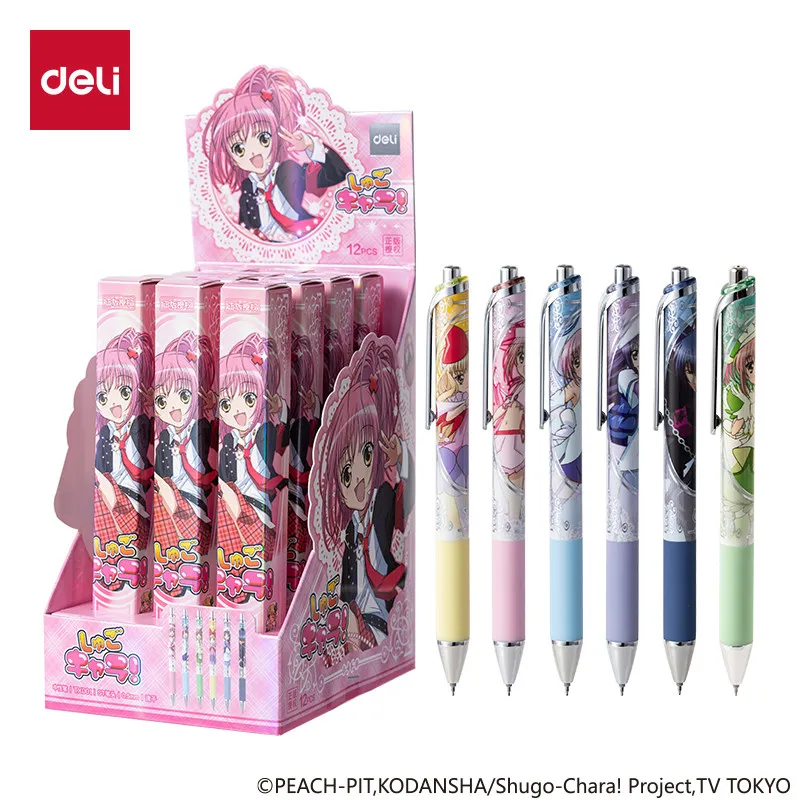 Фото Гелевая ручка Deli TX001 Official Shugo Chara с быстросохнущими чернилами, 0.5 мм, с нажимным механизмом, черные чернила, многоразовая, для студентов, экзаменов, дневников, канцелярских принадлежностей, подарок №1