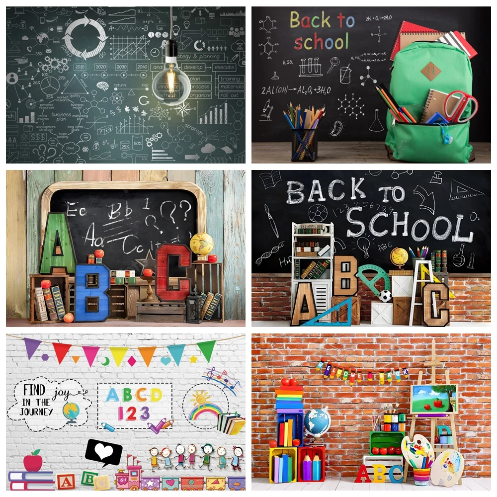 Фон для детской фотосъемки с изображением черной доски школьного класса для портретной фотосъемки детей