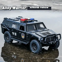 132 simulation alloy armored car model diecast metal off road vehicle led sound pull back car toy child gift