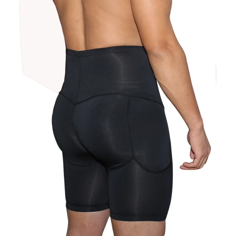 Fullness Men Boxer Padded Butt Booster Enhancer Flat Stomach Shapewear Underwear Front Opening and Rear Hip Up