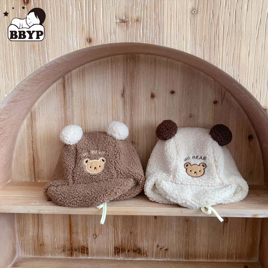 

Kids Thickened Ear Caps Baby Hat Cute Bear Winter Warm Cap Boys Girls Ear Protection Cap Children Ear Flap