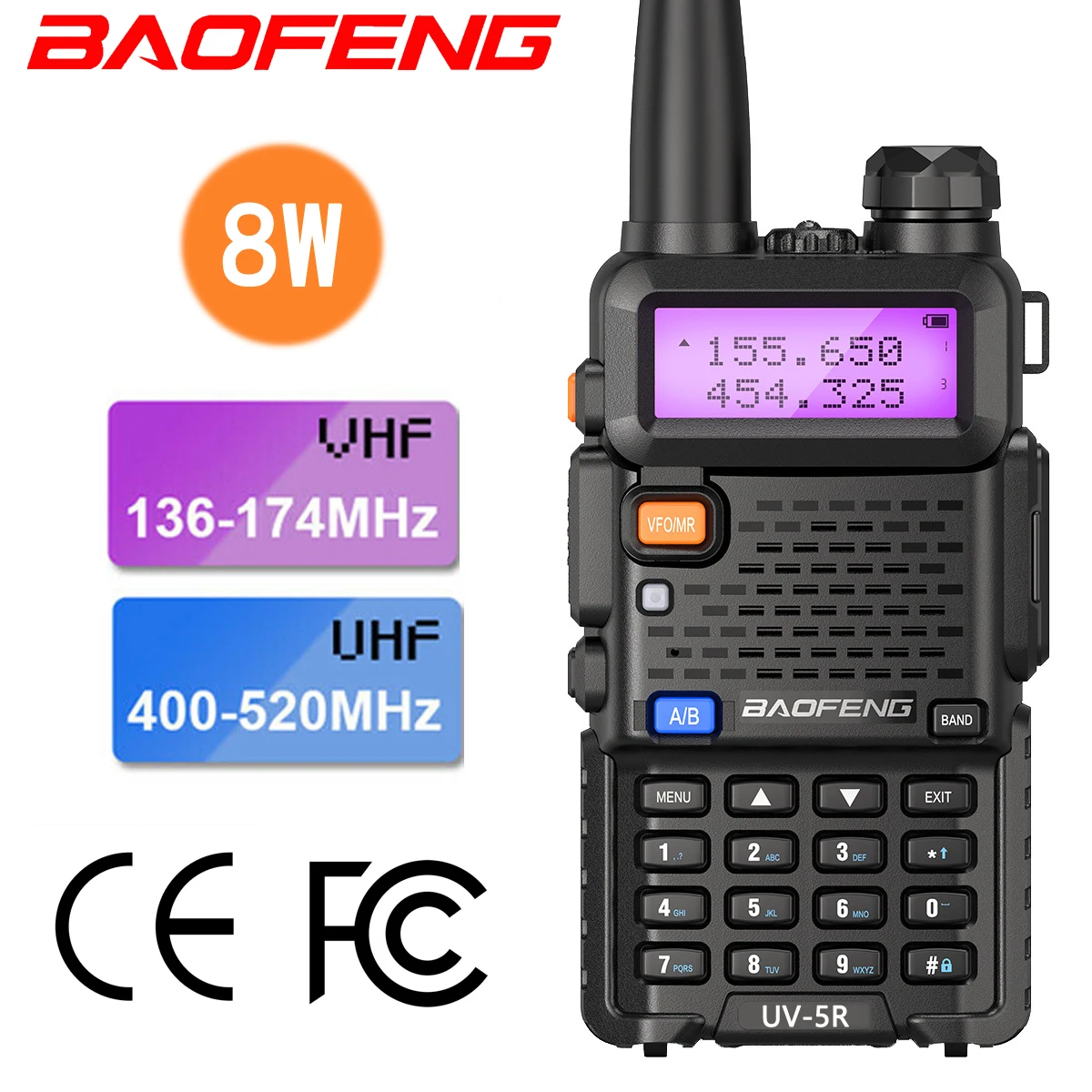 baofeng original tablet uv5r walkie talkie dual band 136 174mhz 400 520mhz portable bf uv 5r8w two way radio pofung transceiver free global shipping