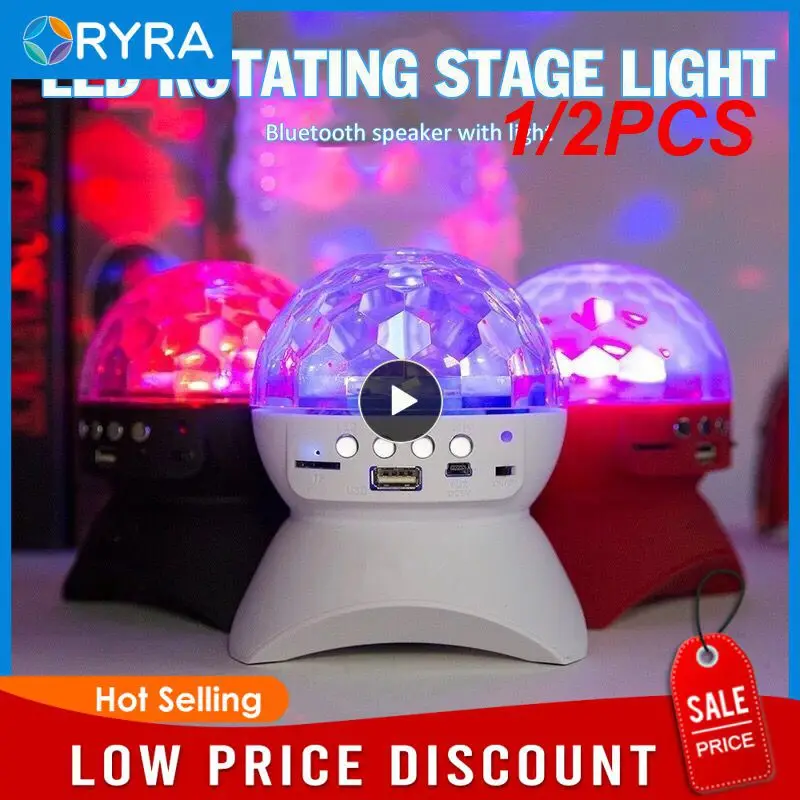 

1/2PCS Portable Disco Light Stage Rotation Colorful Subwoofer Speaker Dance Speaker Usb Flash Drive Stunning Flashing Sd Card