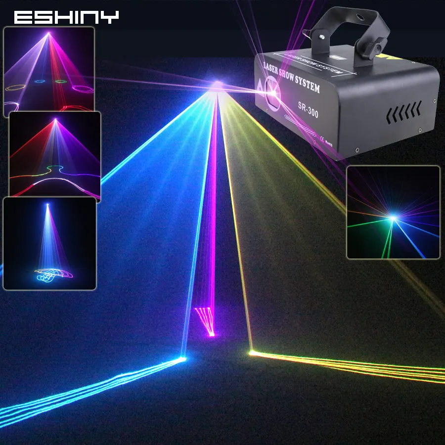ESHINY Animation RGB Laser Beam Disco Stage Lighting Light Pattern Projector DMX512 DJ Dance Bar Holiday Party Effect Show X2N8