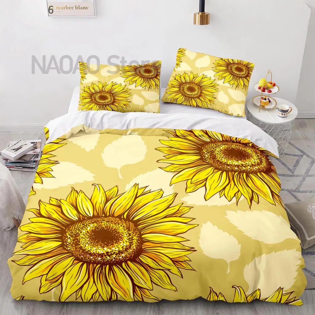 

New Sunflower Bedding Set Single Twin Full Queen King Size Sunflower Bed Set Flower Aldult Kid постельное бельё 015