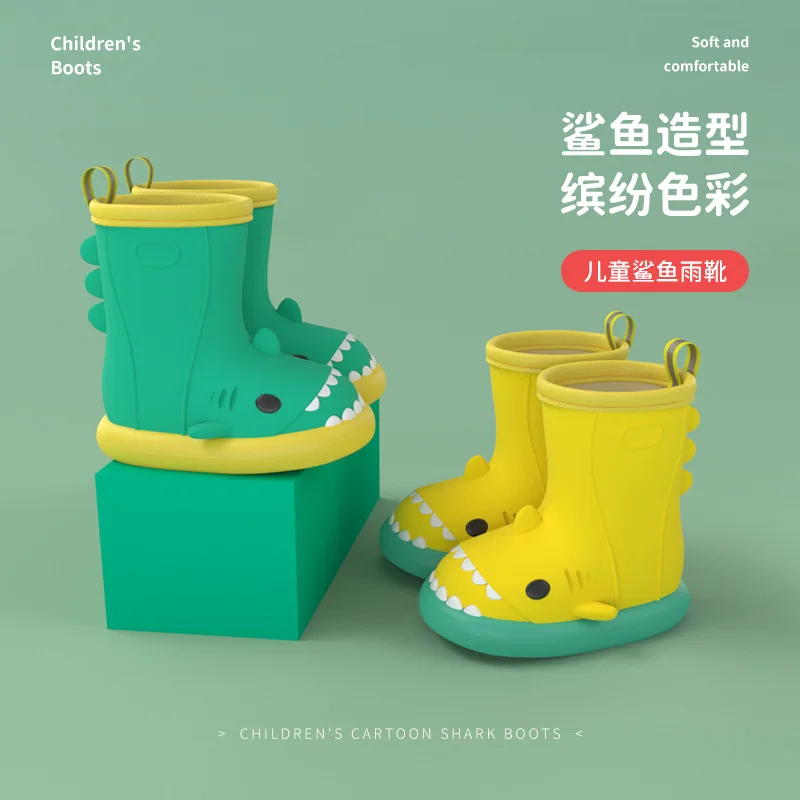 

Toddler Girl Boy Rainboots Classic Cartoon Shark Waterproof Childrens Shoes Kids Rain Boots Eva Baby Water Shoes Boy Rain Boots
