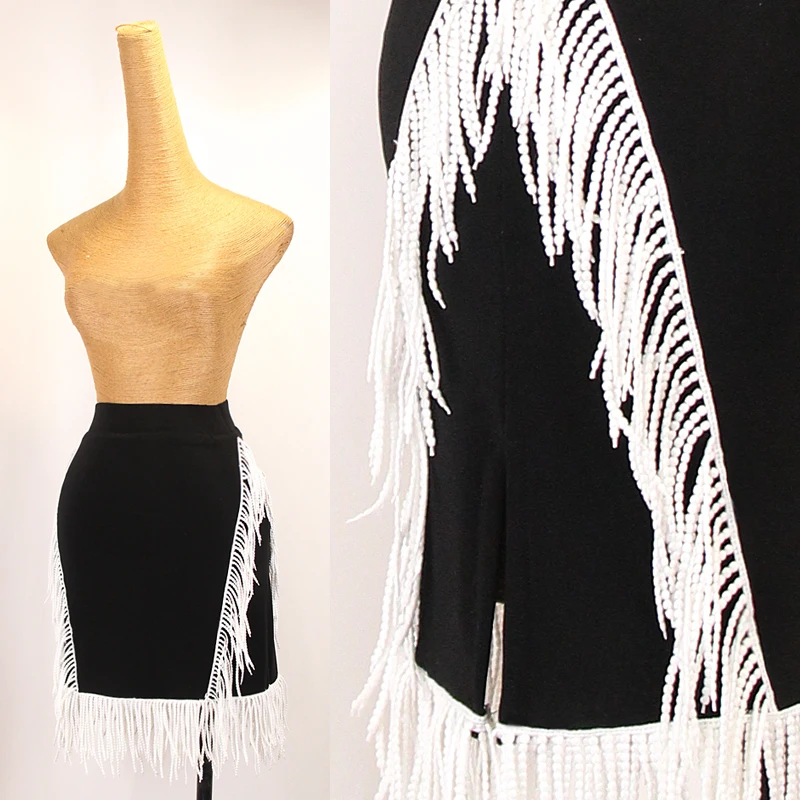 

Женская короткая юбка с бахромой и разрезом, белая юбка для латиноамериканских танцев, танцевальная одежда для взрослых, танцевальная одежда для латиноамериканских танцев DNV17876