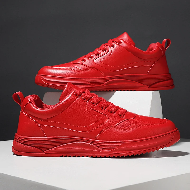 

Men Leather Shoes Sneakers Trend Running Shoe Breathable Male Sneakers Non-Slip Footwear Men Vulcanized Shoes 2022