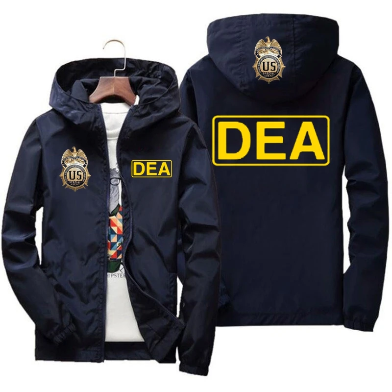 

2023DEA logo United States POLICE Zipper jackets Mens Oversized Casual Coat chaquetas hombre 7XL Windbreaker Harajuku Streetwear