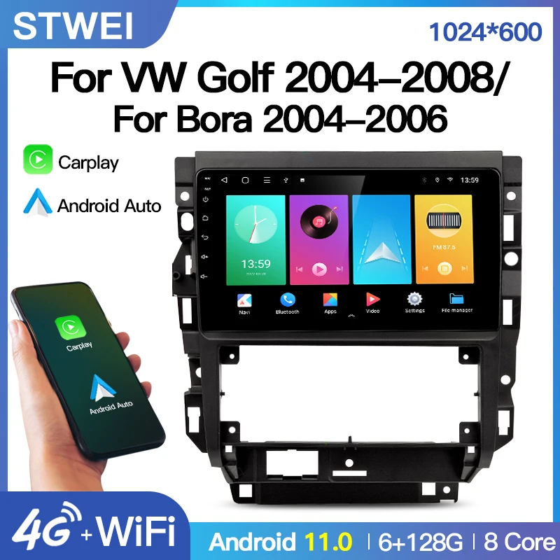 

9'' 8Core Car Radio For Volkswagen Golf 04-08/Bora 04-06 Android Auto Carplay GPS Navigation Stereo Automotive Multimedia WIFI