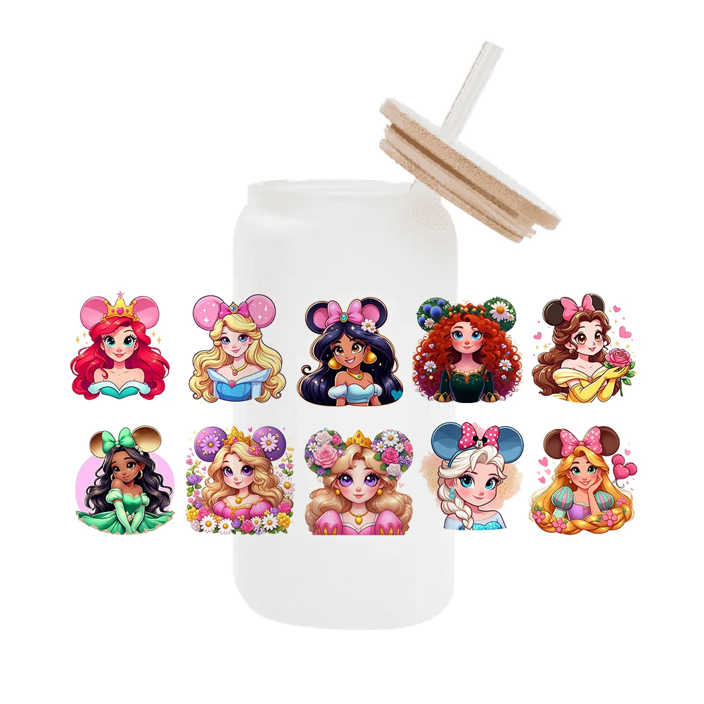 Disney Princess для Libbey банка 16 унций стекло 3D водонепроницаемая УФ DTF кофейная