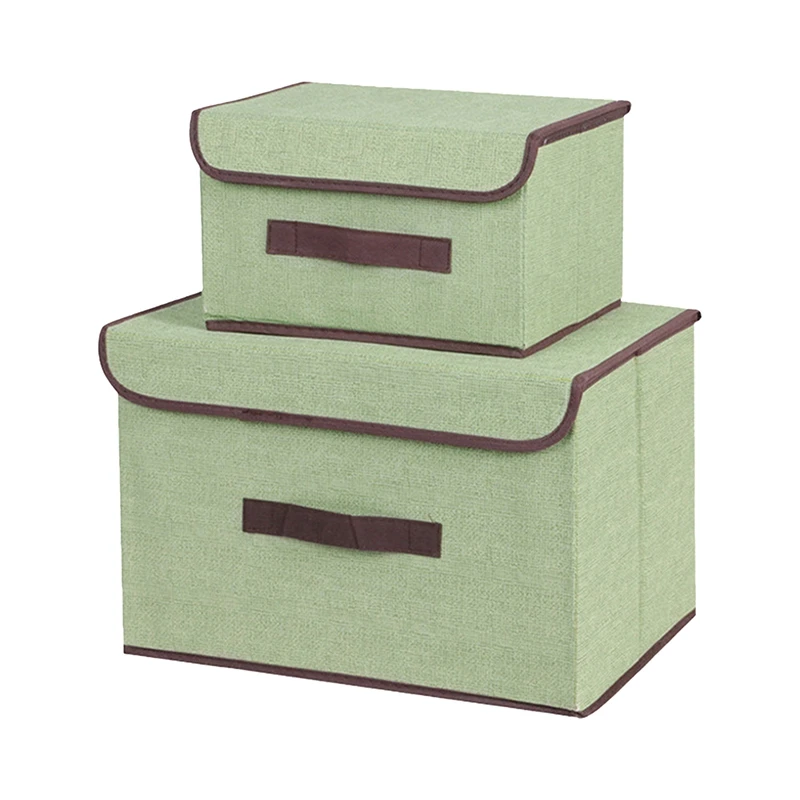 

2pcs/set Folding Storage Bag Nonwoven Jeans Sock Clothes Storage Organizer Box With Lid Makeup Storage Box Sundries Storage Case