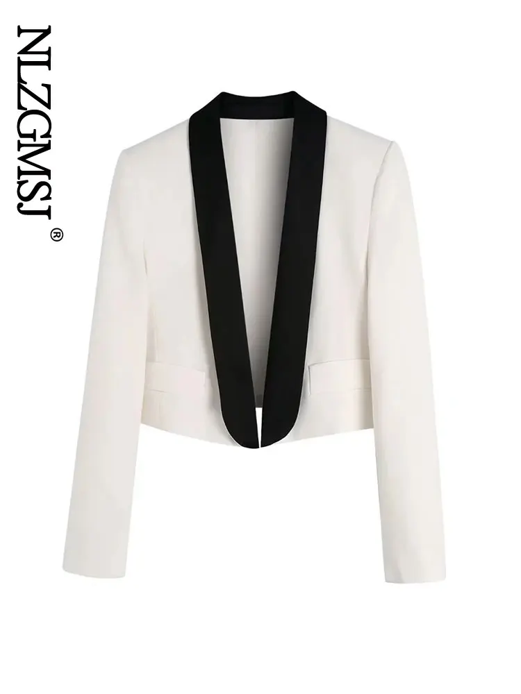 

Nlzgmsj 2022 Sexy Short Blazer Women Elegant Stylish Long Sleeve Cropped Coats and Jackets Spring Blazer Jacket 202203