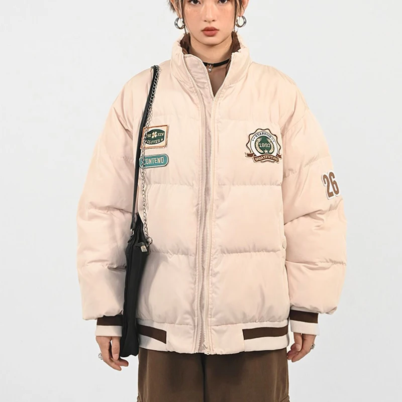 Зимний женский пуховик оверсайз Mblem с вышивкой