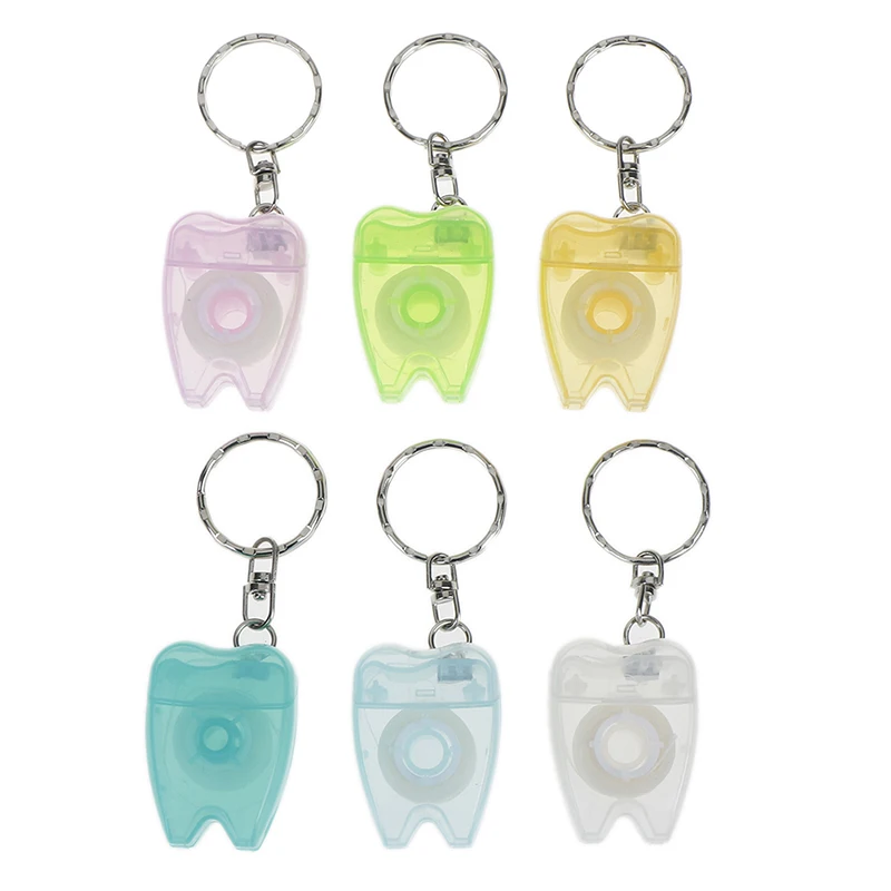 

2Pcs 15 Meters dental floss keychain mini health hygiene key ring portable