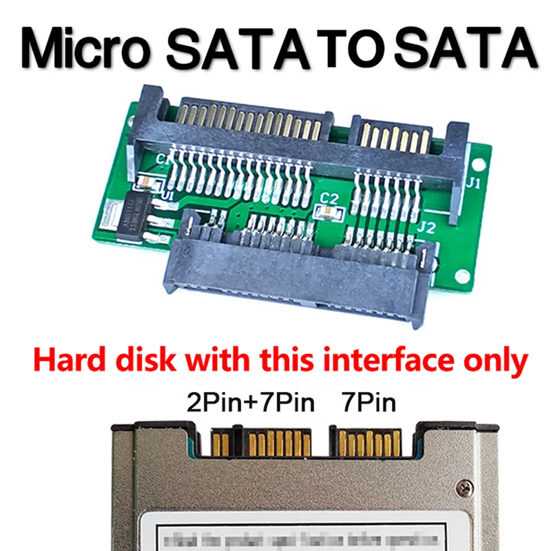 

1,8 дюймовый Micro SATA HDD SSD 3,3 В до 2,5 дюйма 22PIN SATA жесткий диск адаптер конвертер