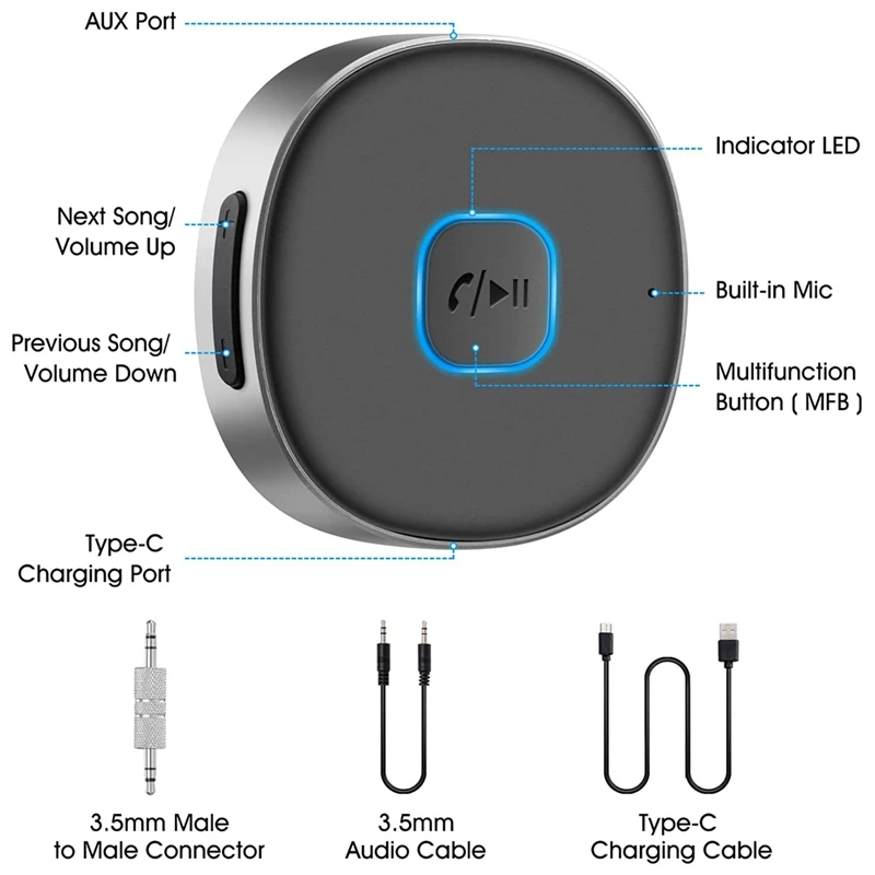 Bluetooth Aux-приемник для автомобиля портативный автомобильный адаптер Aux 3 5 мм