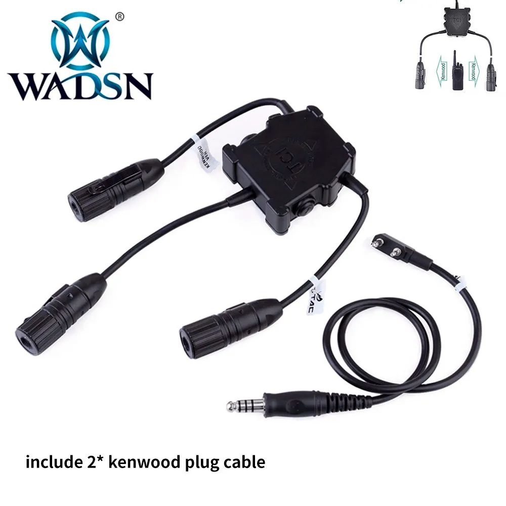 WADSN Dual u94 PTT Push To Talk Softai Airsoft Headset Kenwood For Hunting Tactical Headphone Baofeng Walkie Talkie Connector