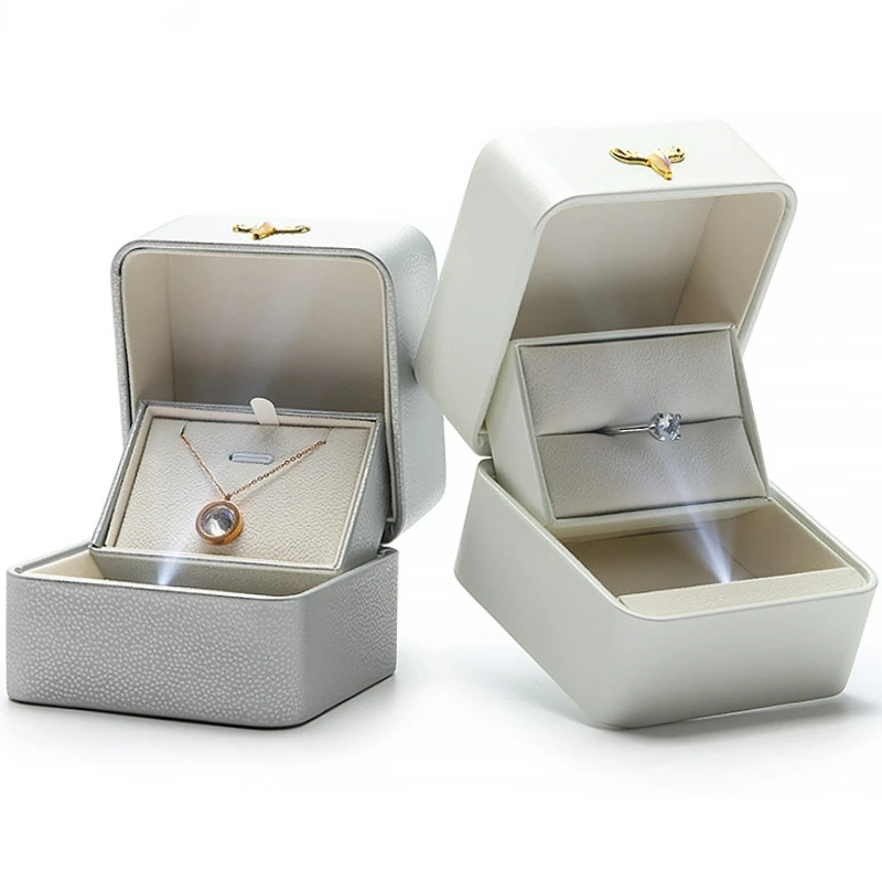 

customJewlery Creative proposal LED light jewelry box diamond ring box Earring Box Pendant Necklace box jewelry storage box