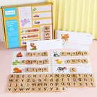 Игра с буквами для детей, деревянные блоки Монтессори, обучающие игрушки для детей, правописание слов, обучение навыкам