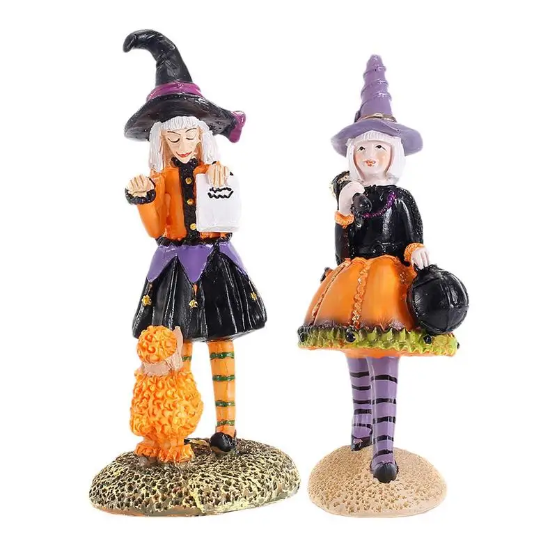 

Halloween Witch Doll Statue Ornament Charming Desktop Dolls Fall Harvest Witch Collectible Figurines Resin Craft home decoration