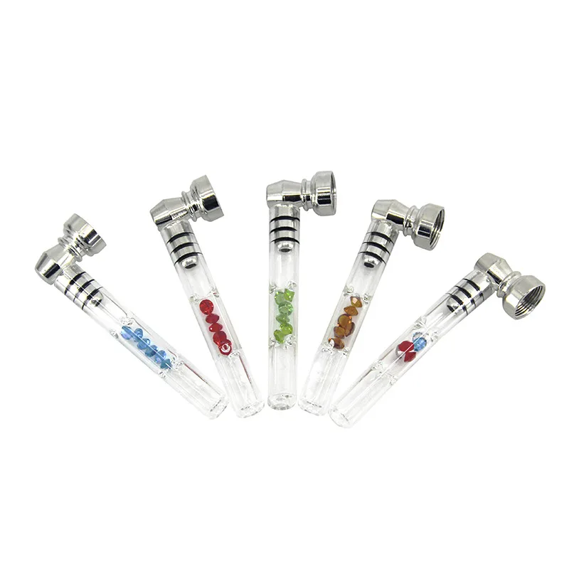 

3.5Inch Glass Gem Pipe with Metal Bowl