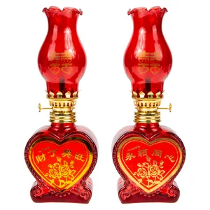 1 Pair of Oil Lamp Kerosene Lamp Wedding Oil Light Glass Red Lamp Adornments