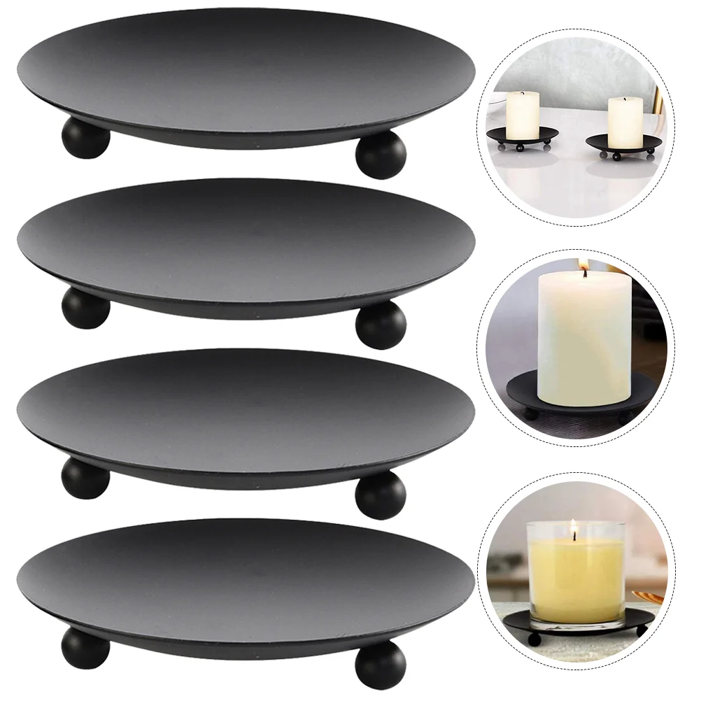 

4pcs Vintage Multifunctional Portable Plate Holder Metal Tabletop Candleholders
