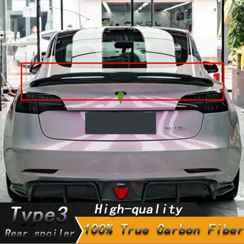 Для 2019-2023 Tesla Model3 100% Настоящее углеродное волокно высокое качество задний спойлер