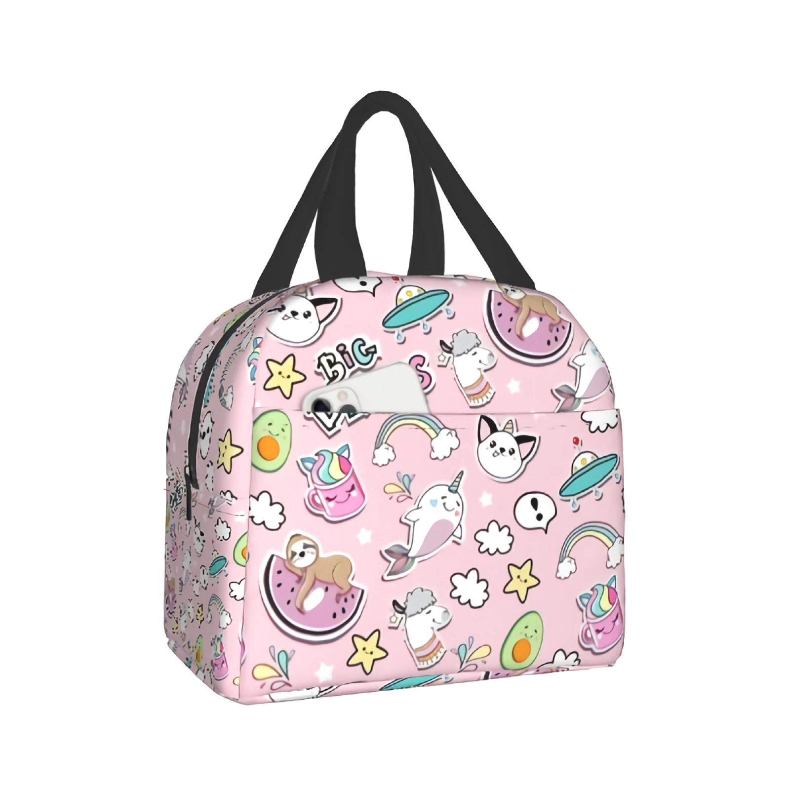 

Симпатичная сумка для завтрака, женская сумка-тоут, розовая изолированная сумка для завтрака для женщин, мужчин, подростков, девочек, мальчиков