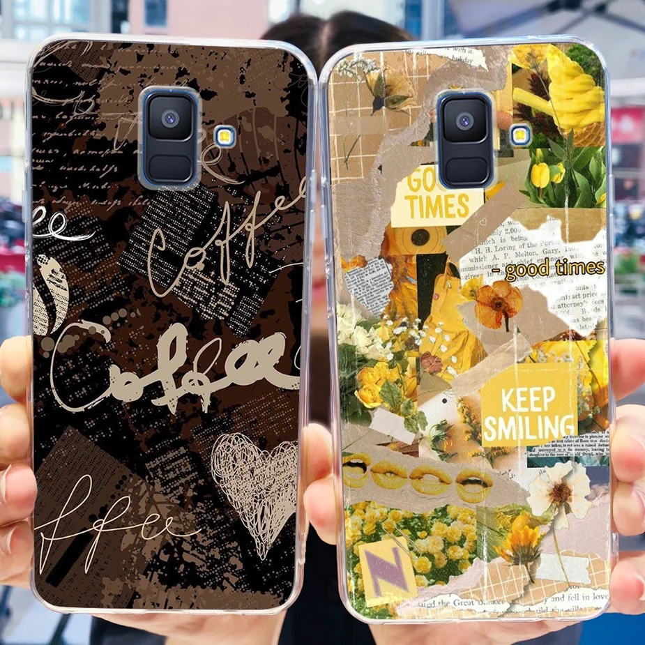 Чехол для Samsung Galaxy A6 2018 задняя крышка с милым модным рисунком мягкий силиконовый