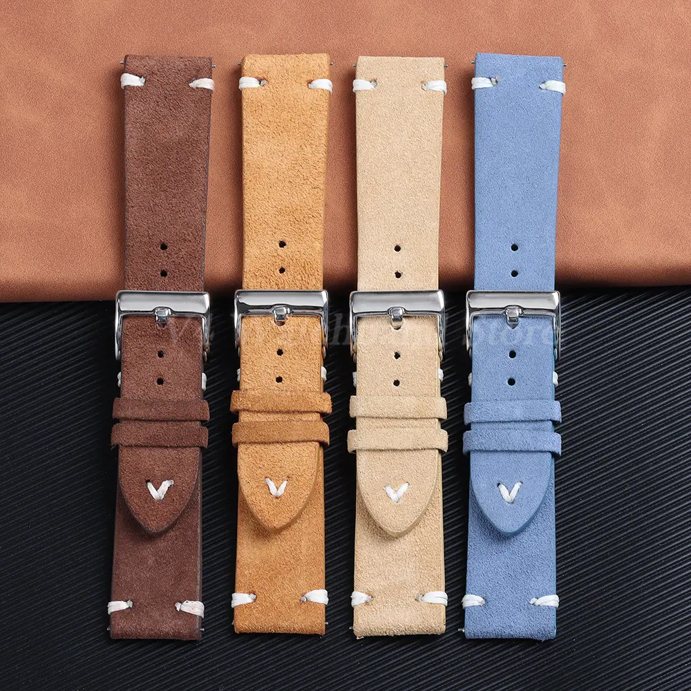 

Watch Band for Seiko Leather Bracelet for Rolex DATEJUST Daytona Water Ghost Suede Veins Wristband 20mm 22mm Belt Quick Release