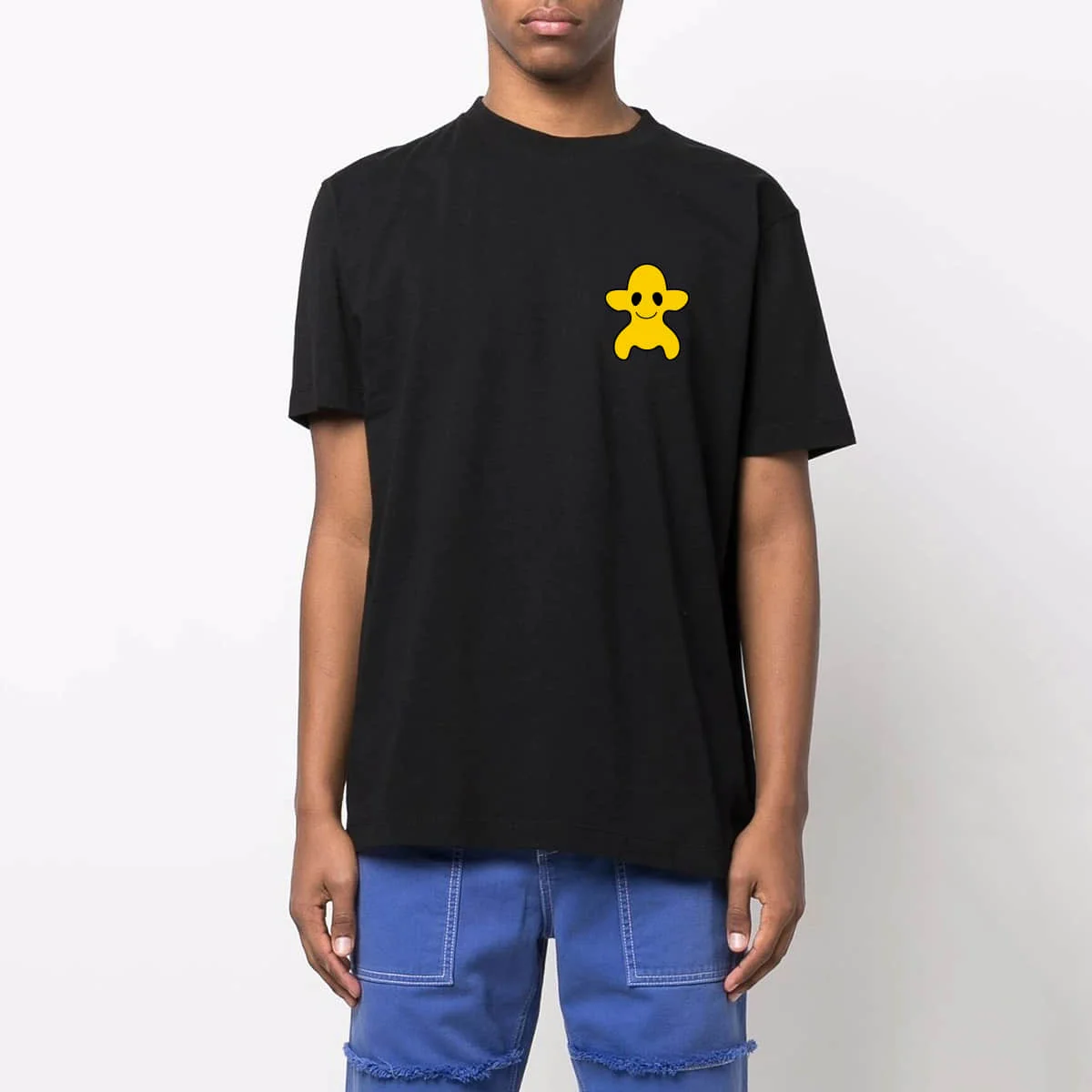 

Mens Luxury Brand Star Printed Cotton T-Shirt Male Clothing Short Sleeve High Street Fashion Loose 230g High Quality White Tee