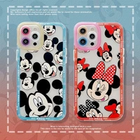 disney brand mickey and minnie angel eyes clear tpu phone case for iphone xr xs max 7 8 11 12 13 13 pro max case for couples