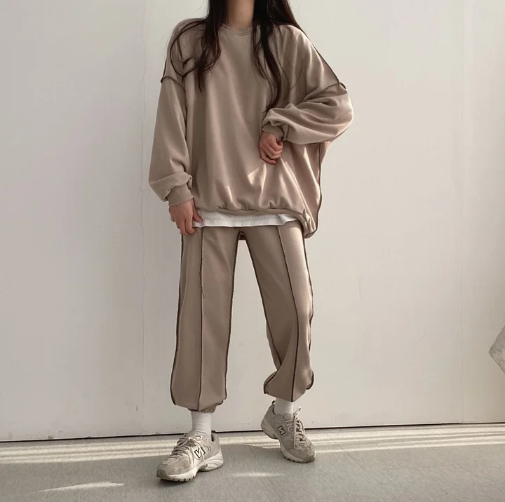 Женский костюм из двух предметов повседневная спортивная одежда 100% хлопка с