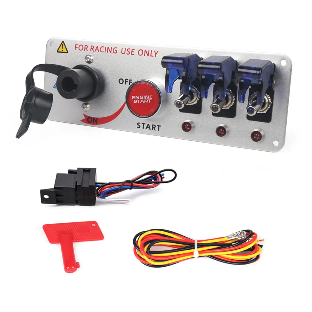 

Настоящее углеродное волокно, 12 В, автоматический светодиодный гоночный автомобиль, зажигание двигателя, запуск включения/выключения, тумблер, панель, 5 стилей кнопок