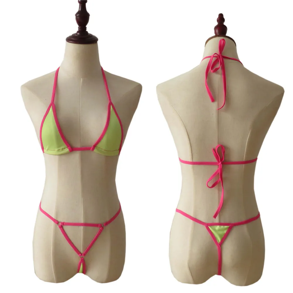 

bikini Sexy Solid color Triangle Edge Sling Thong Japanese girl Beach spa swimwear women swimsuit biquini bikinis monokini